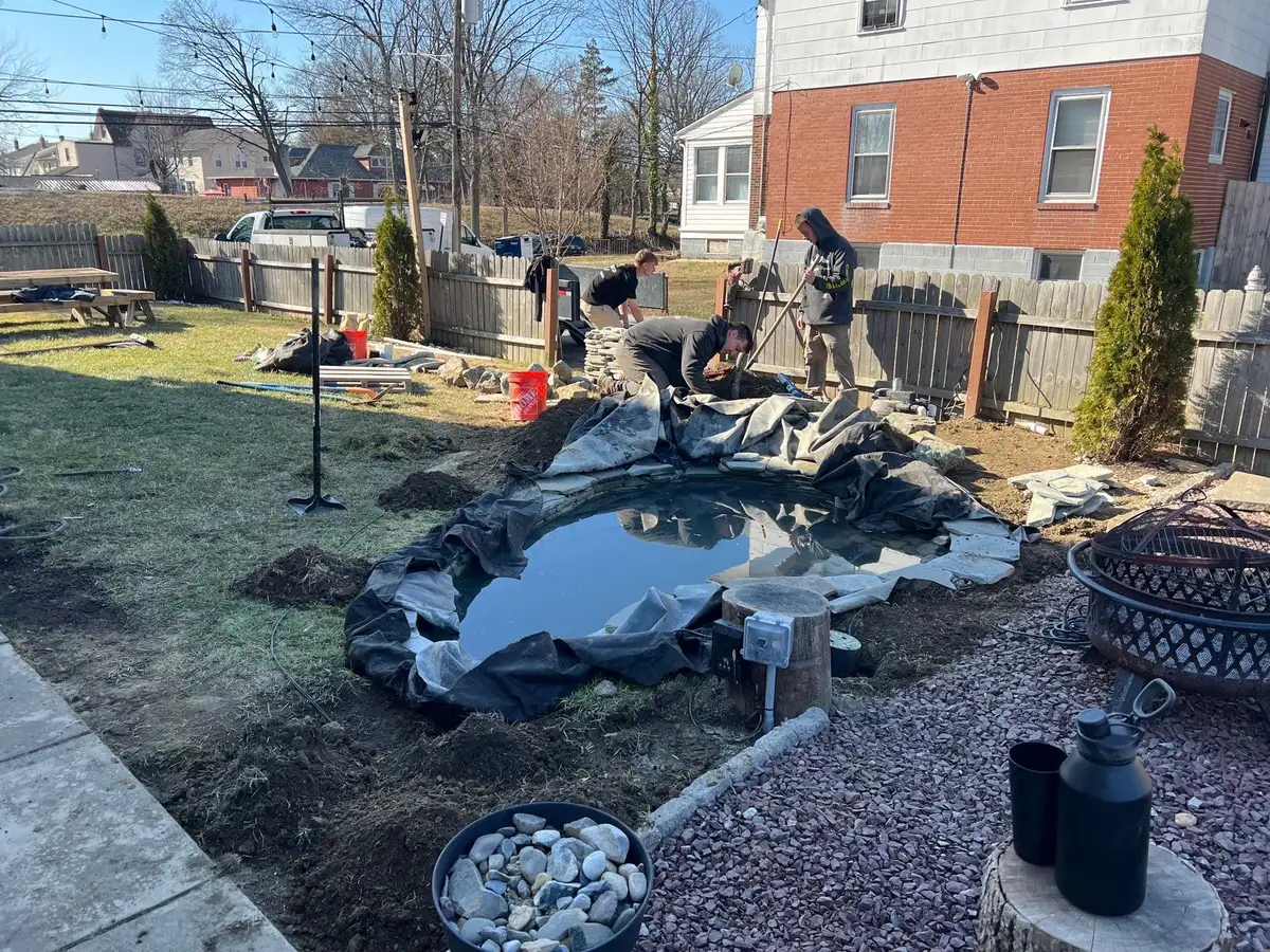 Pond installation project in the Newark, Delaware area