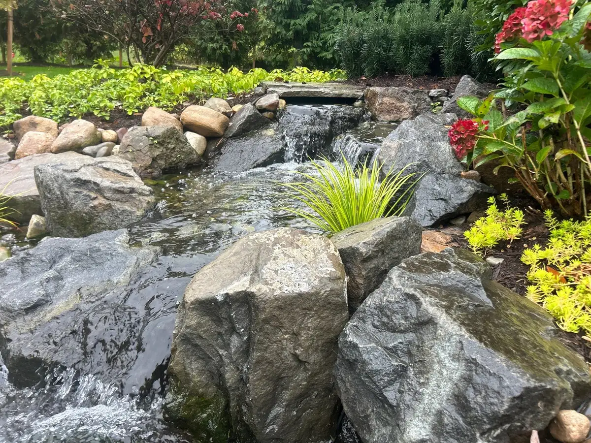 Water feature with natural clear water movement