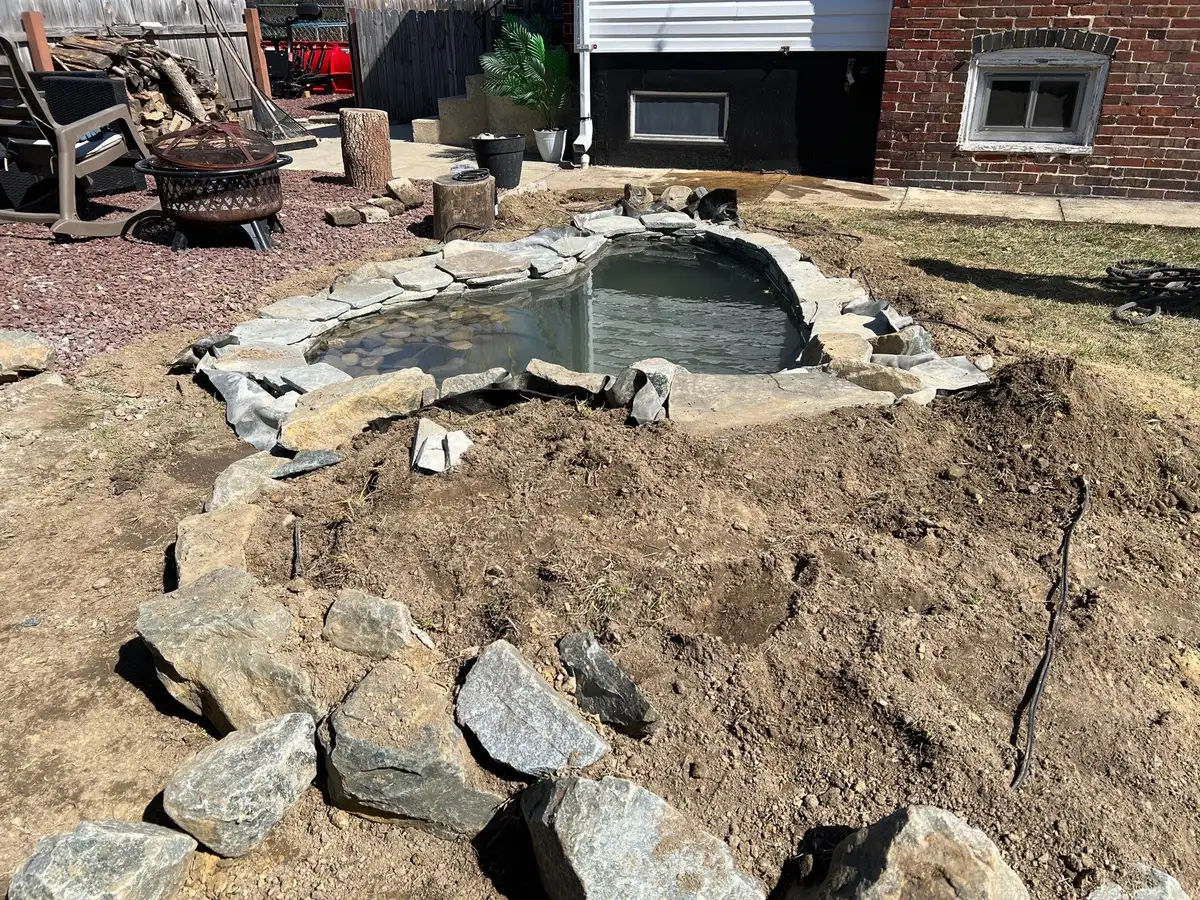 Water feature illuminated for evening use