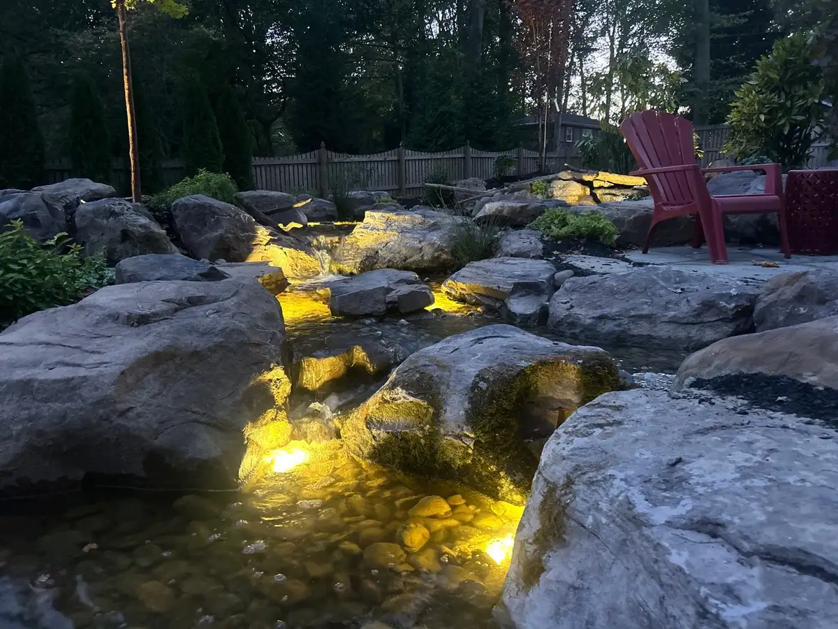 Estate pond with waterfall in the Montchanin and Chateau Country area