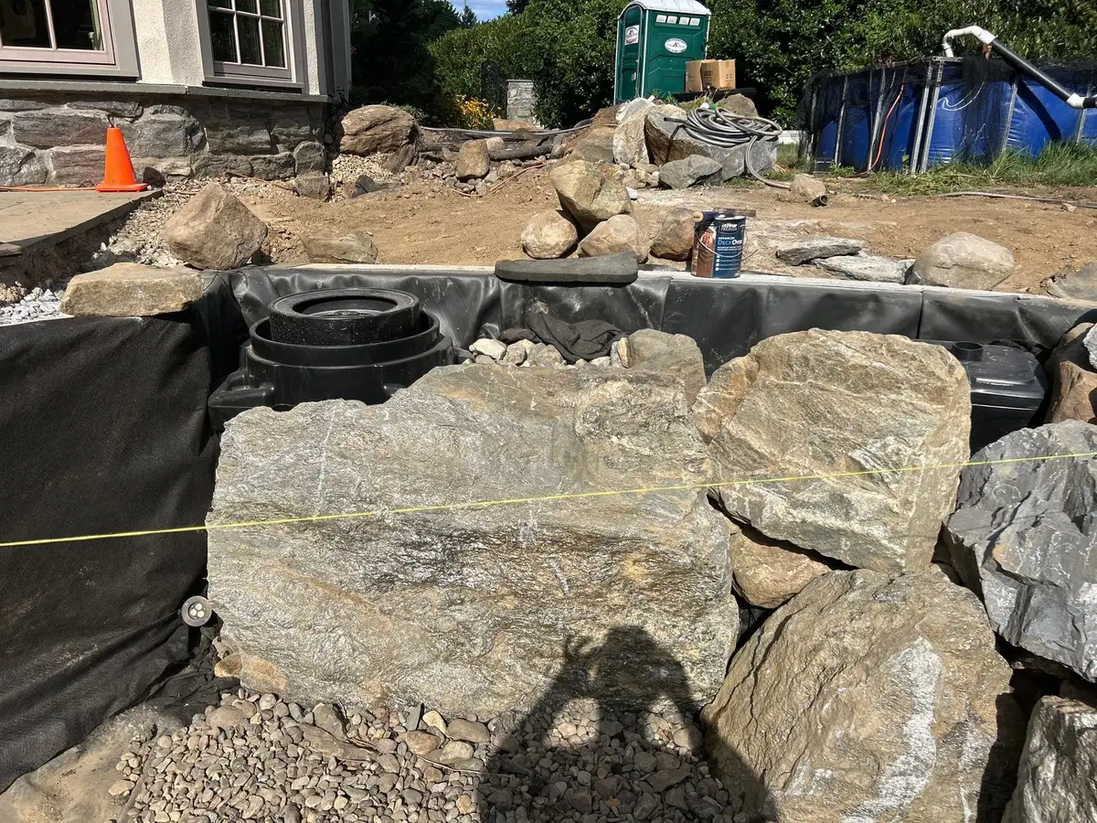 Pond protected by proper stormwater management and drainage